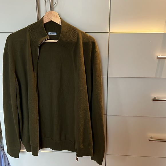 Malo EU size 52 like new green zip up sweater 100% cashmere - Picture 7 of 7